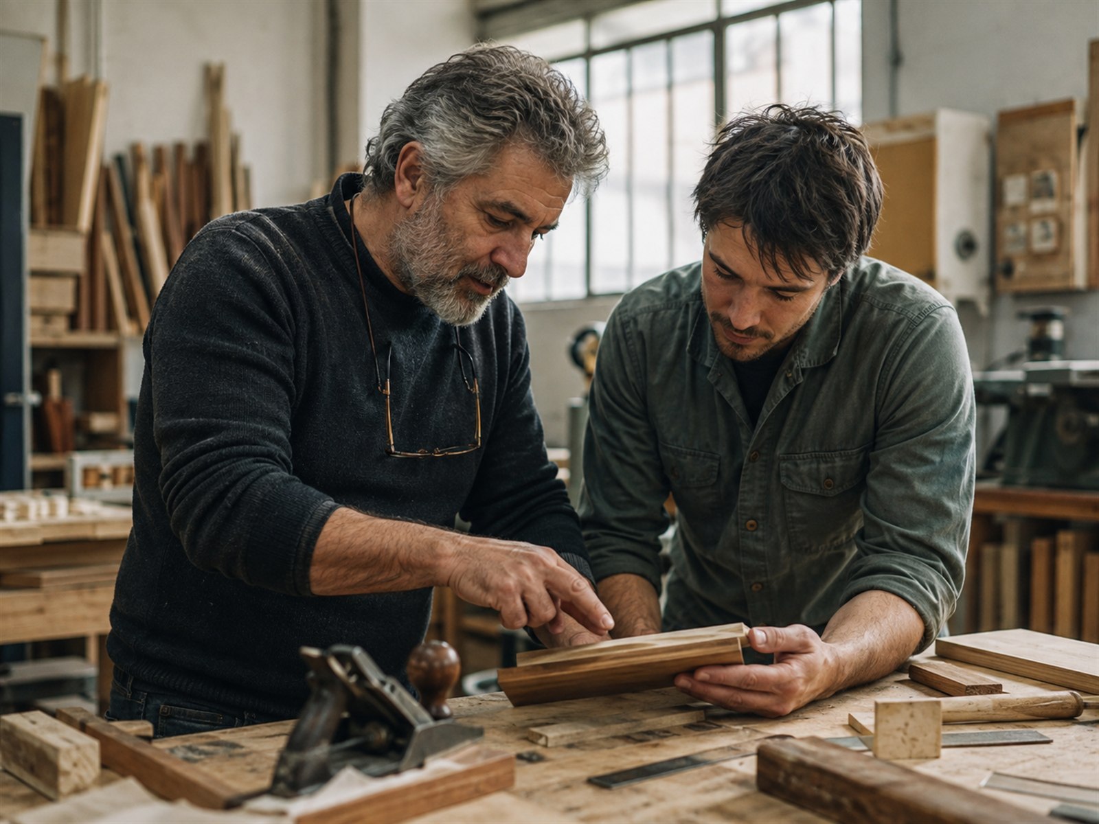 Artigiani al lavoro in un laboratorio italiano